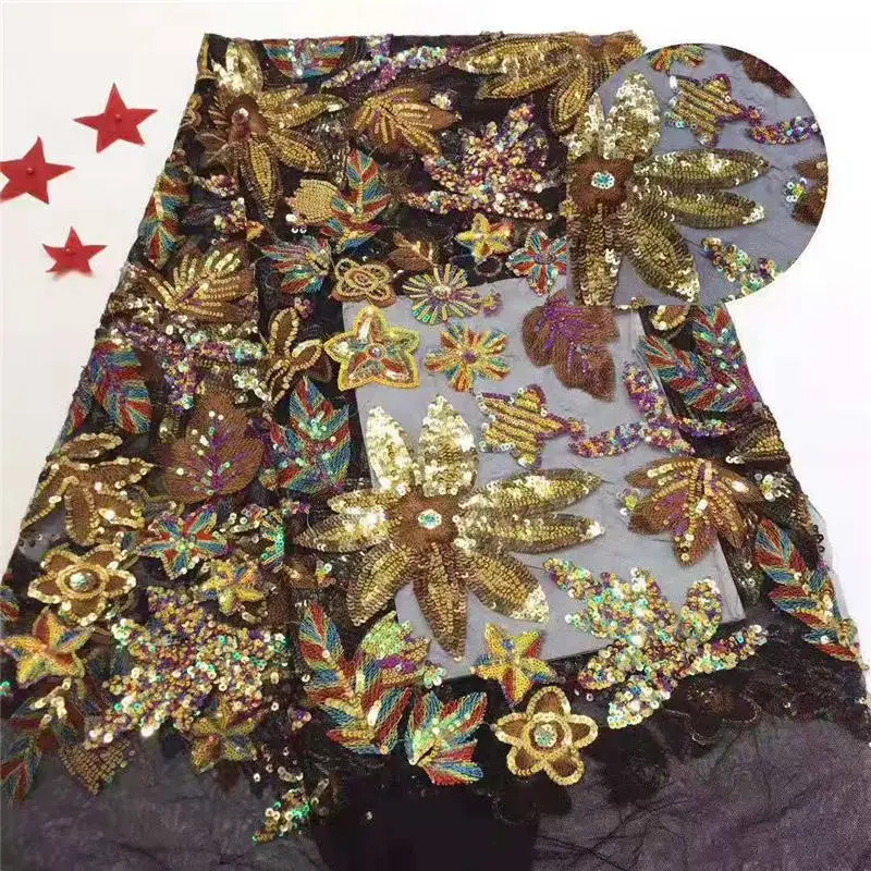 2020 Africa High Quality Flower Sequence French Nigeria Sequin Net Gauze Swiss Lace Fabric Suitable for size 5 / batc | Дом и сад