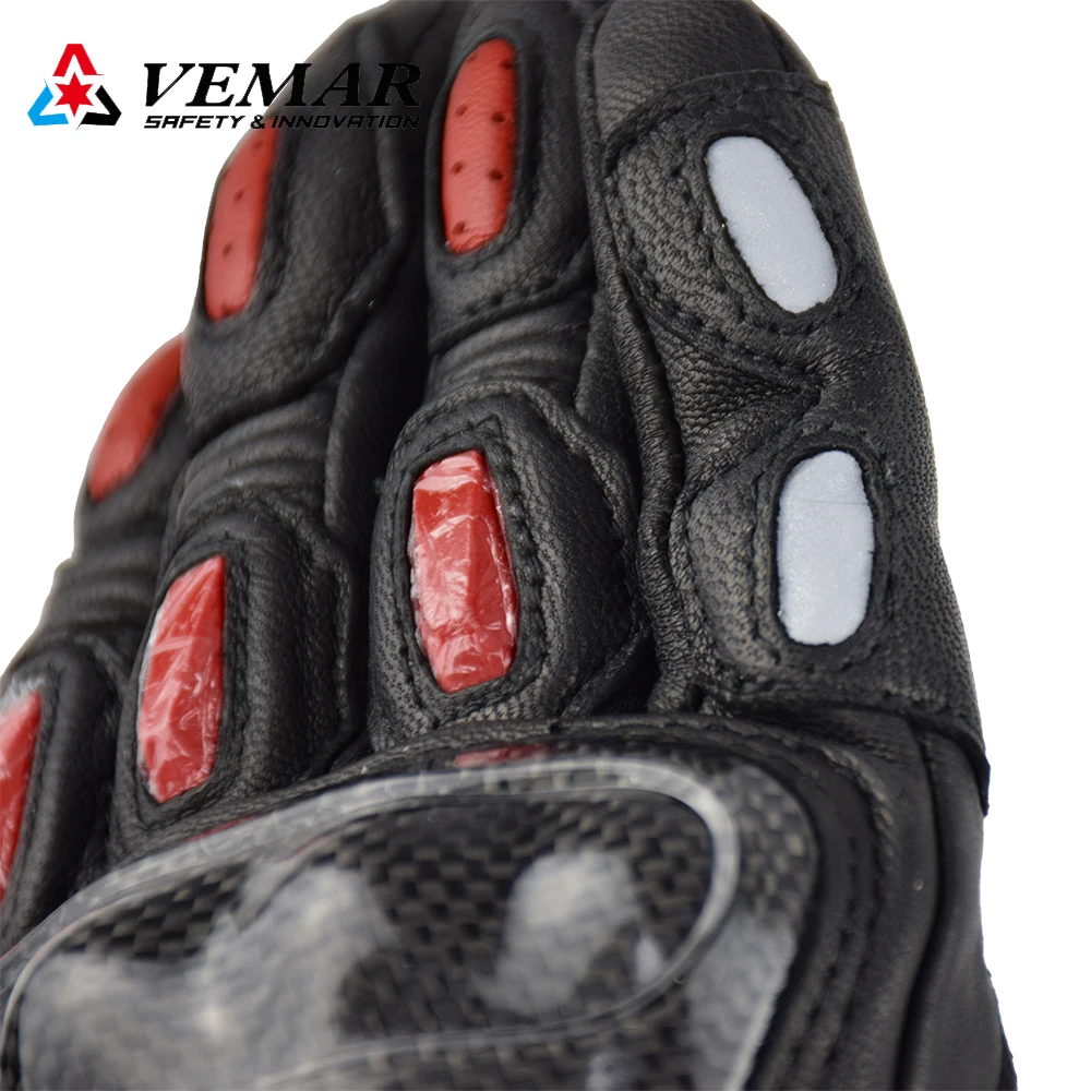 

Carbon Fiber Night Reflection Motorcycle Cycling Gloves Goatskin Leather Gloves Touch Screen Motocross Men