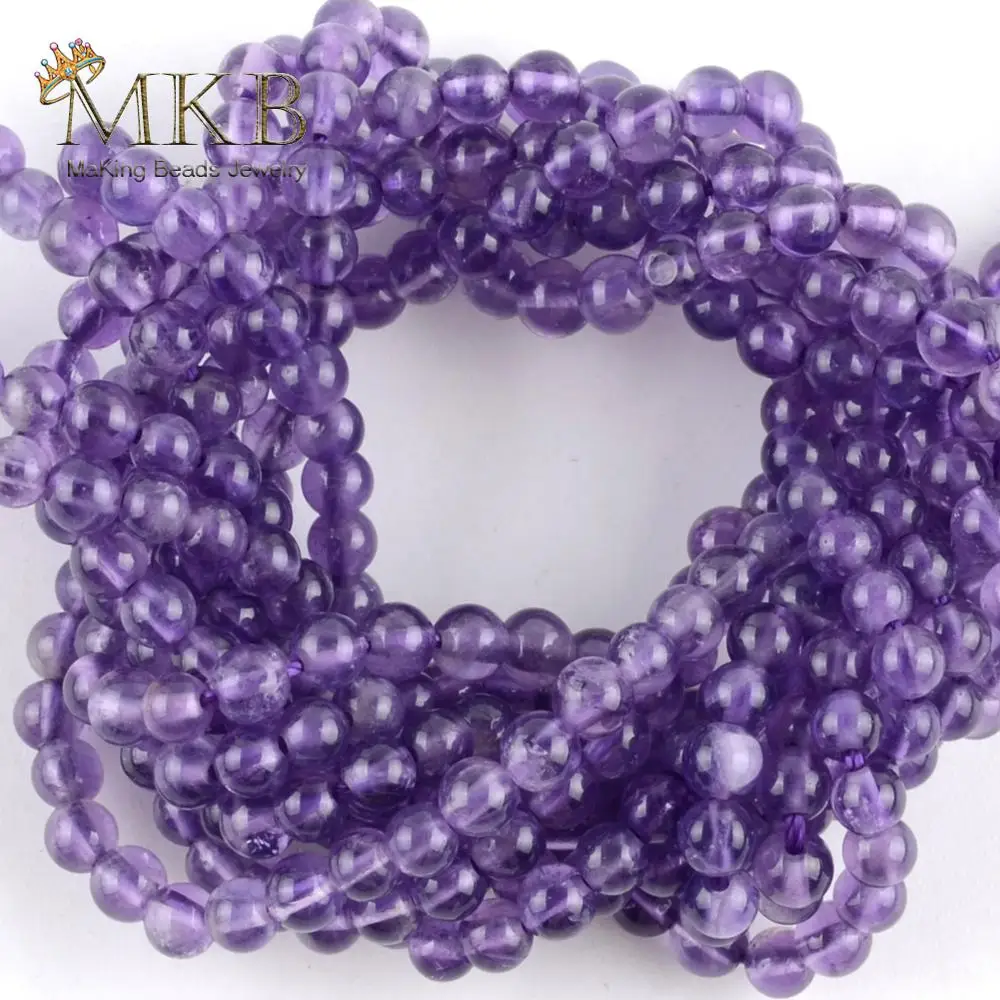 Круглые бусины из аметиста фиолетового кристалла 3 мм свободные натурального