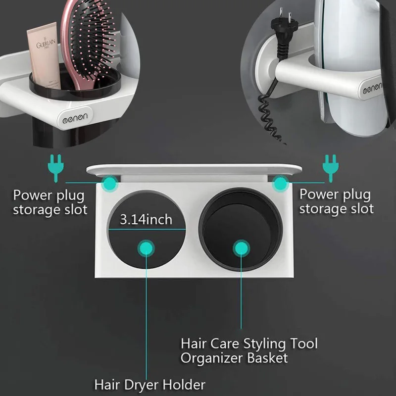 Настенный держатель для фена клейкая полка с чашкой хранения органайзер