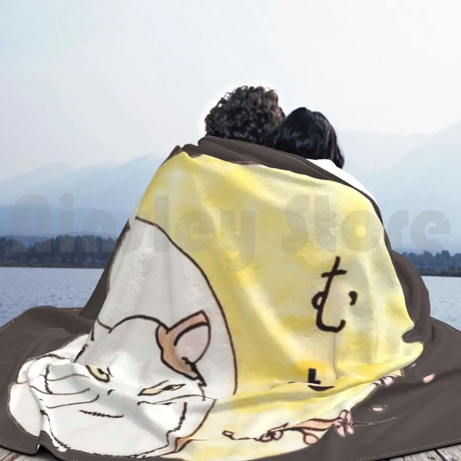 Одеяло Muta для дивана кровати путешествий Япония вишневый цвет Мута толстый кот