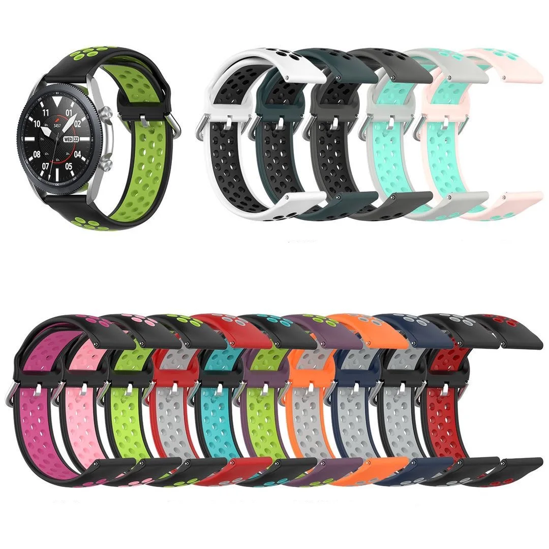 

Silicone strap for Samsung watch 46mm Active 2 42mm/Huawei watch GT2/Amazfit bip Two-tone Replacement strap for 22mm 20mm band