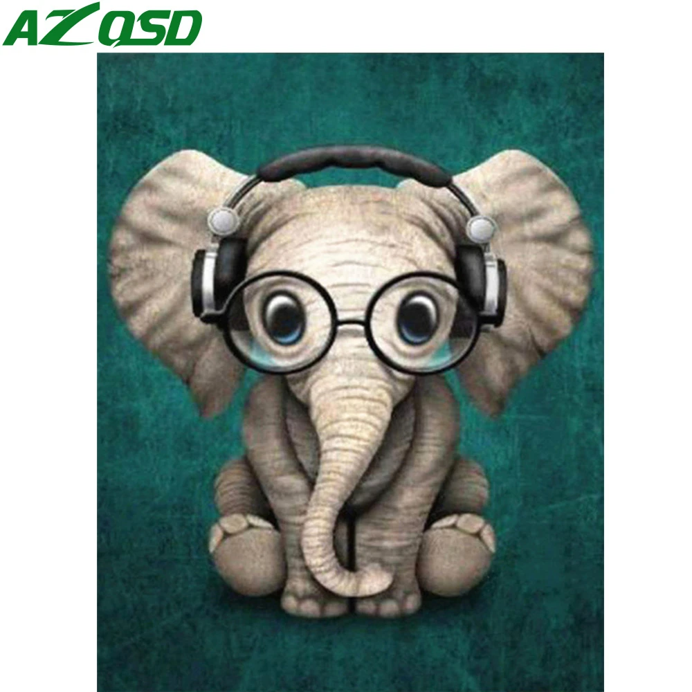 

AZQSD Алмазная вышивка, распродажа, наборы для вышивки крестиком слона, домашний декор, алмазная живопись, сделай сам, животные, мозаика, накле...