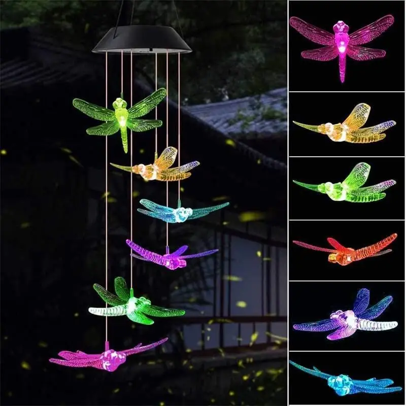 

Led Colorful Solar Chime Crystal Hummingbird Butterfly Waterproof Outdoor Windchime Light Garden Decoration Lighting Landscape