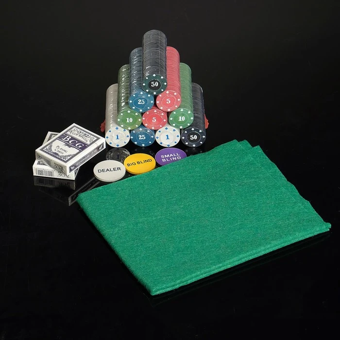 Poker set for the game cards 2 decks chips 500 pieces cloth 29x33 cm poker gambling entertainment sports and |