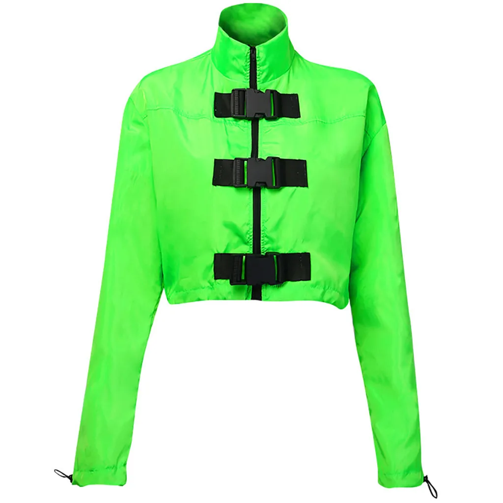 SAGACE Женская флуоресцентная зеленая сумка с высоким воротником и застежкой