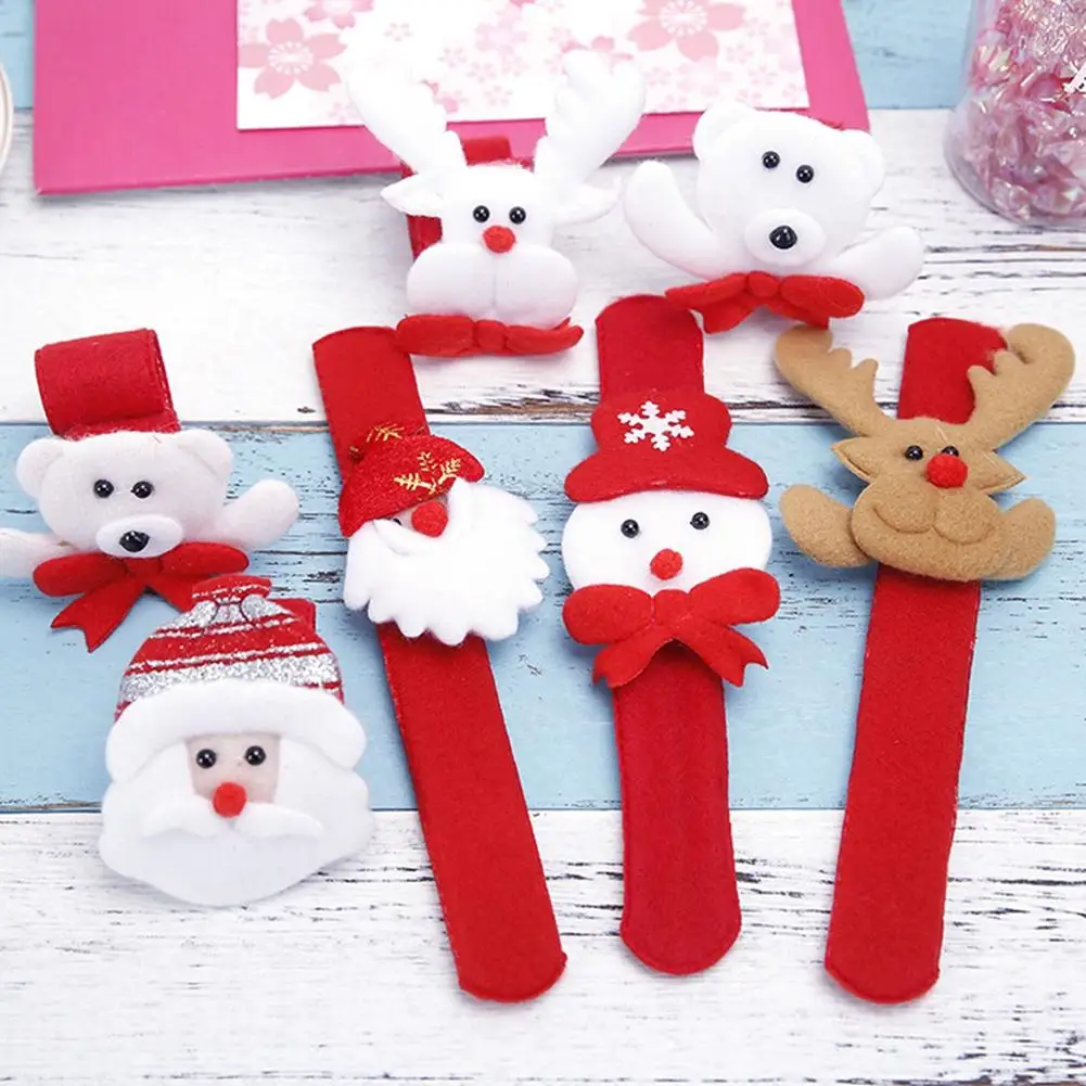 

12PCS Christmas Slap Bracelet Xmas Wristband Pat Hand Circle Party Favors (Random Delivery)