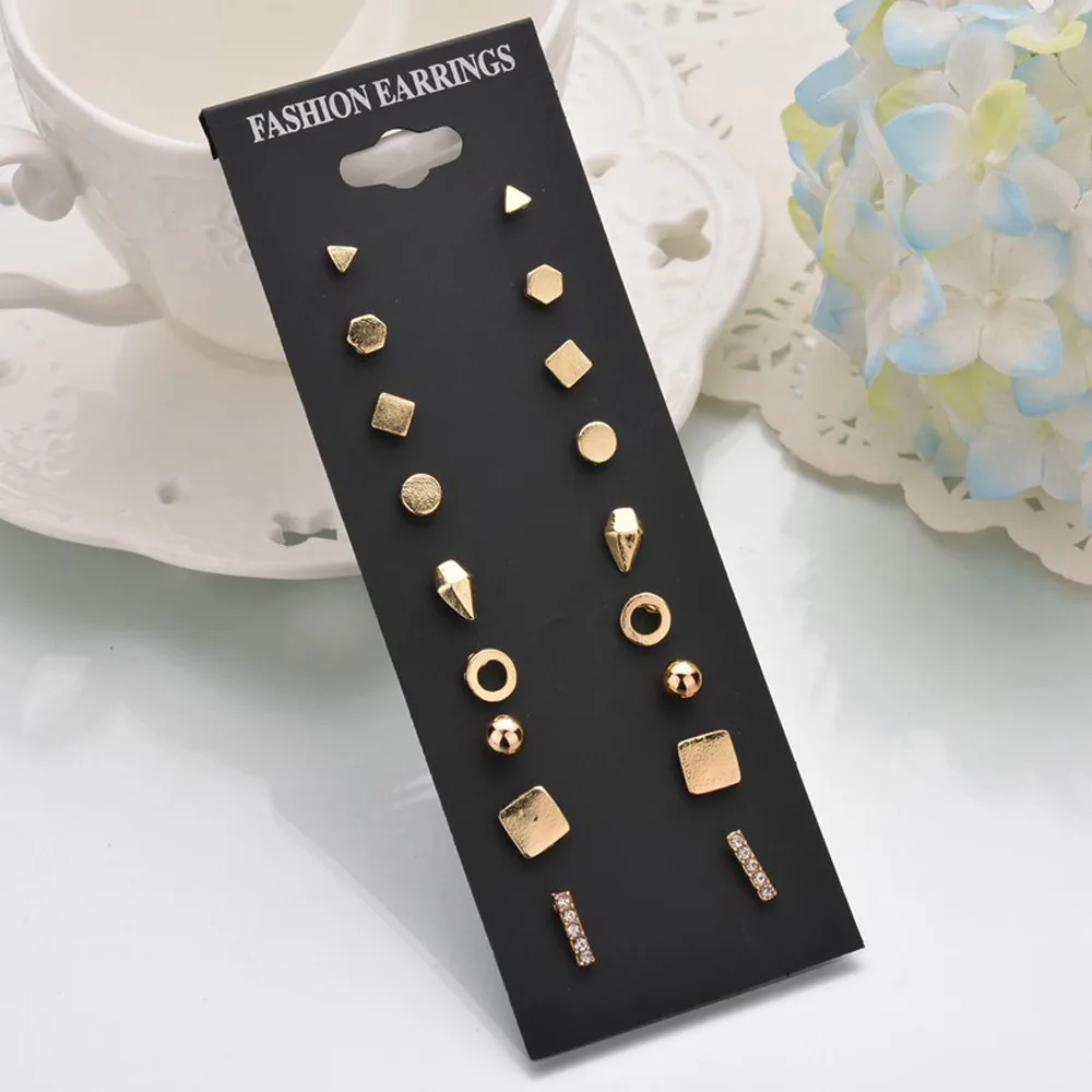 Fashion Earrings Ear Ring Set Combination Of 9 Sets Simple Beautiful Stud for Women Girls Jewelry Gift 2019 A1 | Украшения и