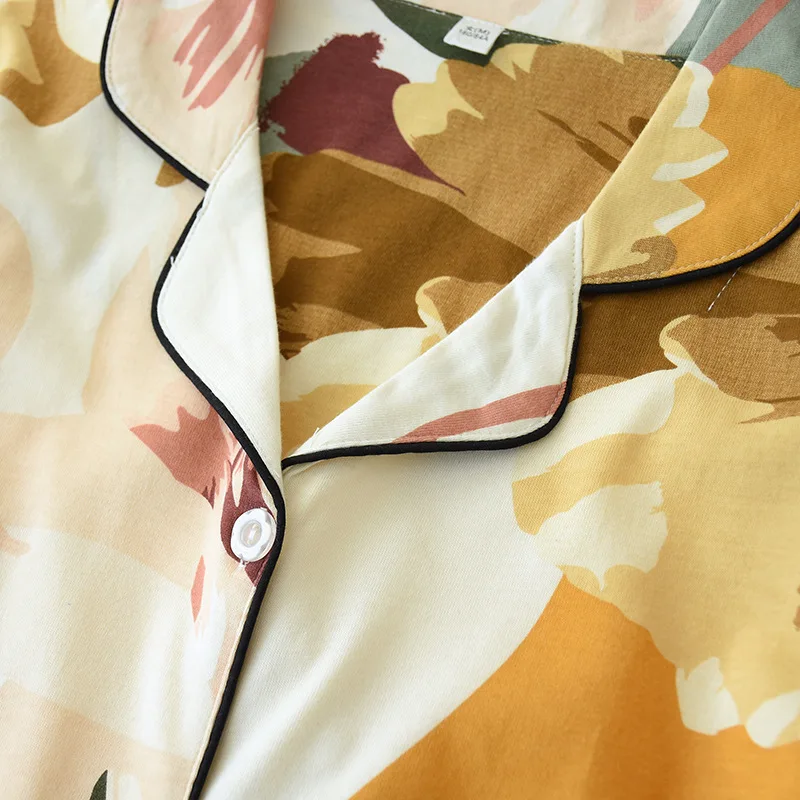 

Autumn New Cotton Floral Printing Pajamas Long Sleeve Pyjamas Women Sexy Pijama Mujer Loungewear Home Clothes Sleep Set