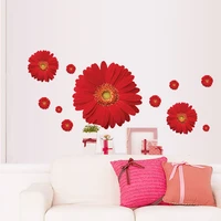 beautiful red chrysanthemum fashion bathroom toilet sticker living room wall decor
