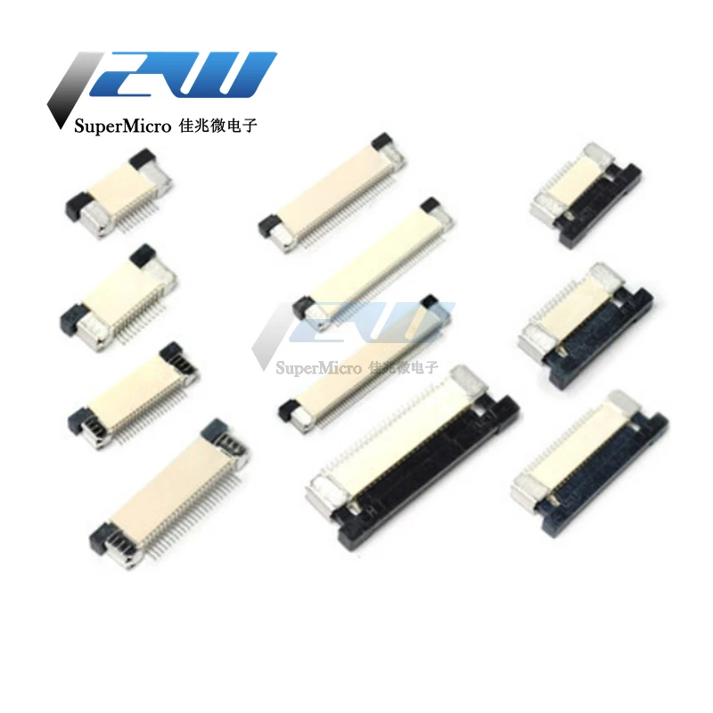 10 шт./лот соединитель FPC FFC 0 5 мм/1 мм кабель Плоский PCB SMT ZIF 4 6 7 8 12 16 18 20 26 28 30 32 36 40 50 54