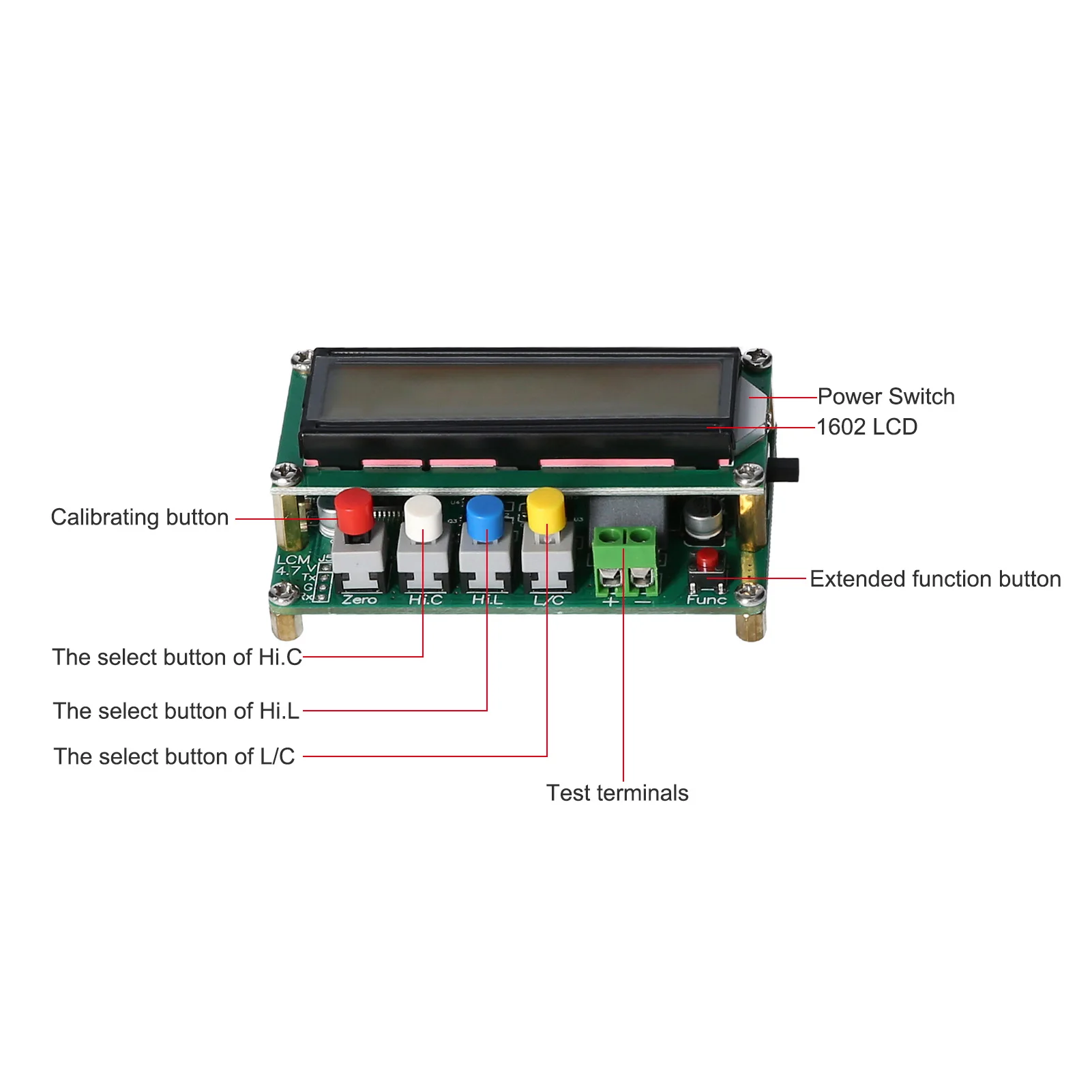 LC100-A Digital LCD Capacitance Meter High Precision Inductance L C 1pF-100mF 1uH-100H，with Test Clip | Инструменты