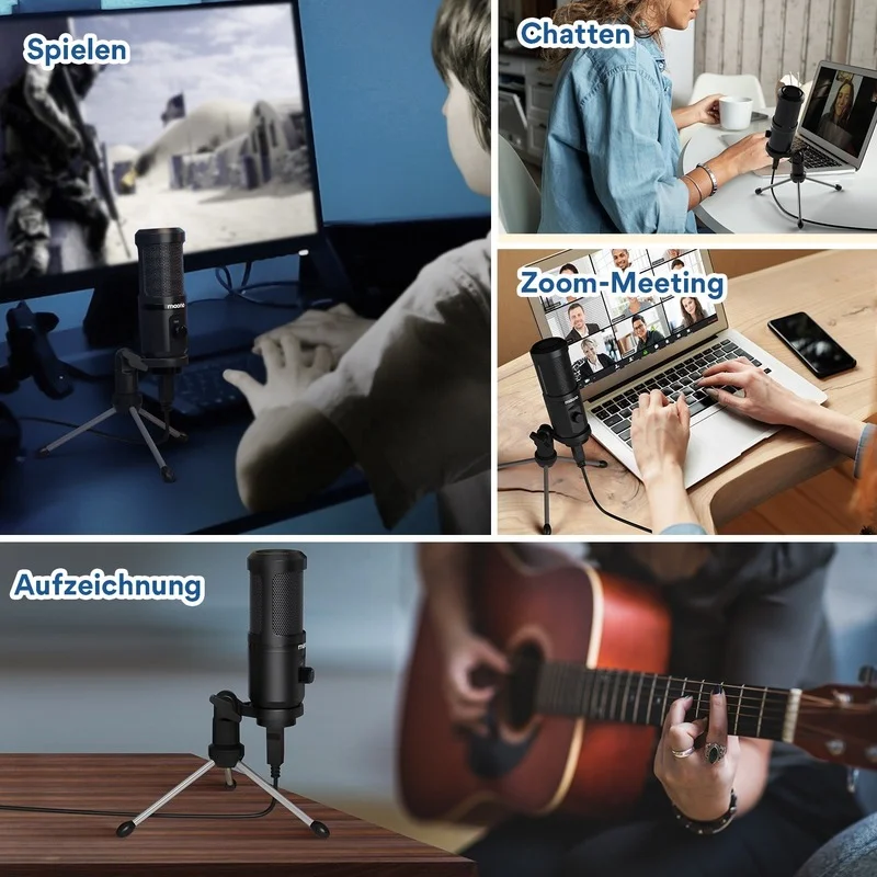 

OCKERED Metal USB Microphone Professional Condenser Microphones For PC Computer Laptop Cardioid Studio Recording Singing Gaming