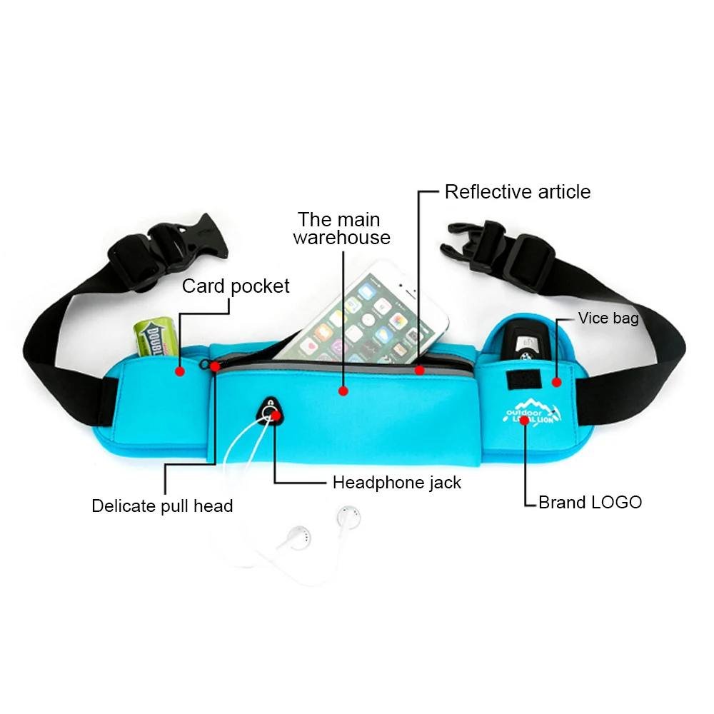 

Outdoor Running Waist Bag Waterproof Mobile Phone Holder Jogging Belt Belly Bag Women Men Gym Fitness Bag Lady Sport Bag