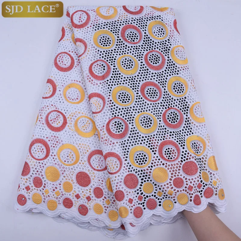 100% хлопок Дубай Африканский стиль кружевной ткани с камнями для свадебных