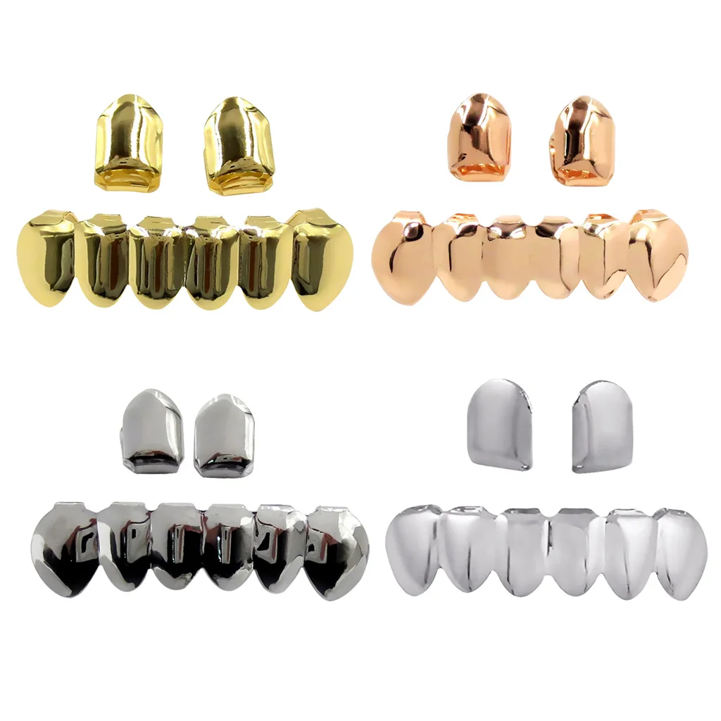 Набор для гриля на Хэллоуин из золотистой меди 2 шт. одна верхняя часть и 6 Зубцов