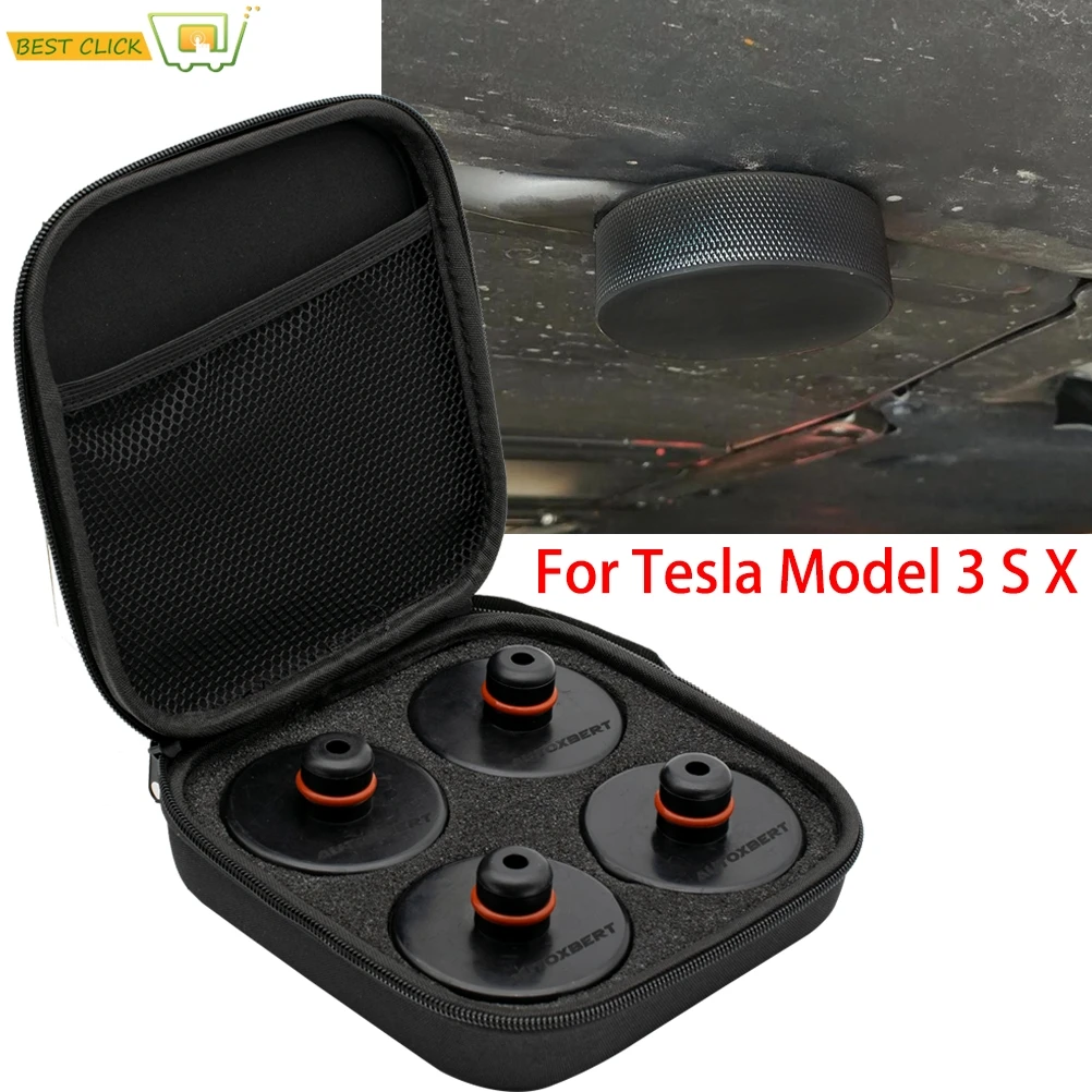 X4 Car Rubber Jack Pad Lifting Point Adapter Tool Storage Case Box Non-slip Support Frame Protector For Tesla Model X/S/3 Black |