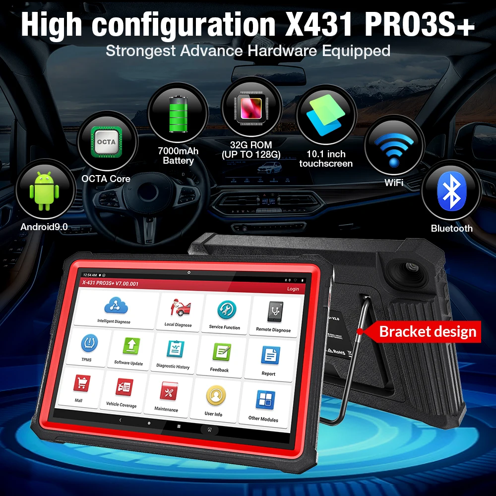 

LAUNCH X431 PRO3S+ Plus 10.1" Car OBD2 Diagnostic Tools Automotive OBD Code Reader Scanner Active Test ECU Coding pk X431 V PRO