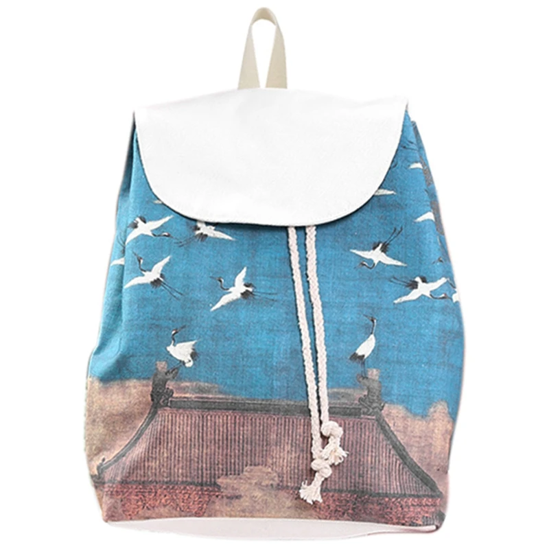 Женский рюкзак Этническая старинная Холщовая Сумка на шнурке через плечо