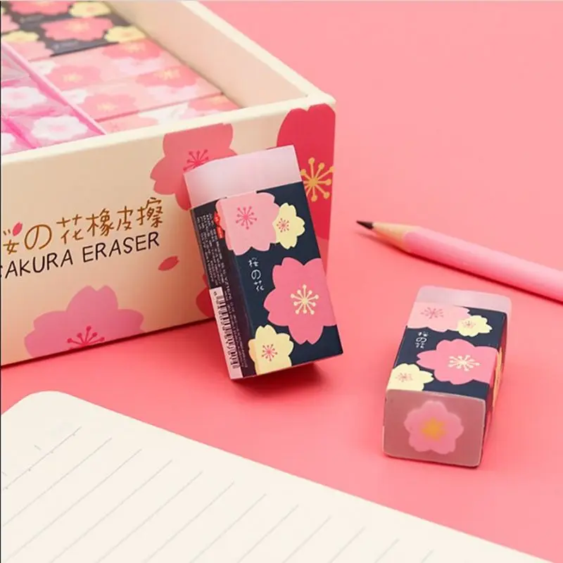 3 Pcs/set Lovely Cherry Blossoms Rubber Erasers Sakura Petal Sketch Painting Pencil Correction Tool School Office Stationery | Канцтовары