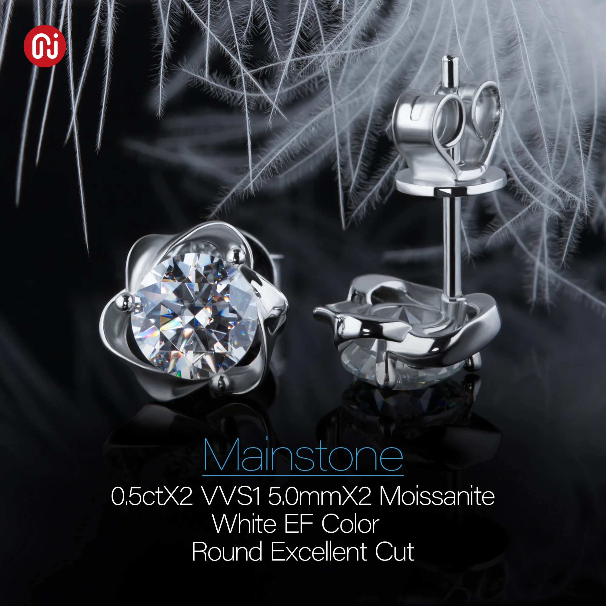 GIGAJEWE Moissanite EF цвет VVS1 всего 1.0ct 925 серебряные серьги 18K позолоченные алмазные пробы