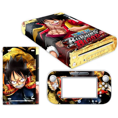 YS-WIIU-0075 Аниме one piece Luffy стикер кожи для nintendo wii u консоль крышка с пультами контроллер скины для геймпад для nintendo wii u наклейка - Цвет: YS-WIIU-0075