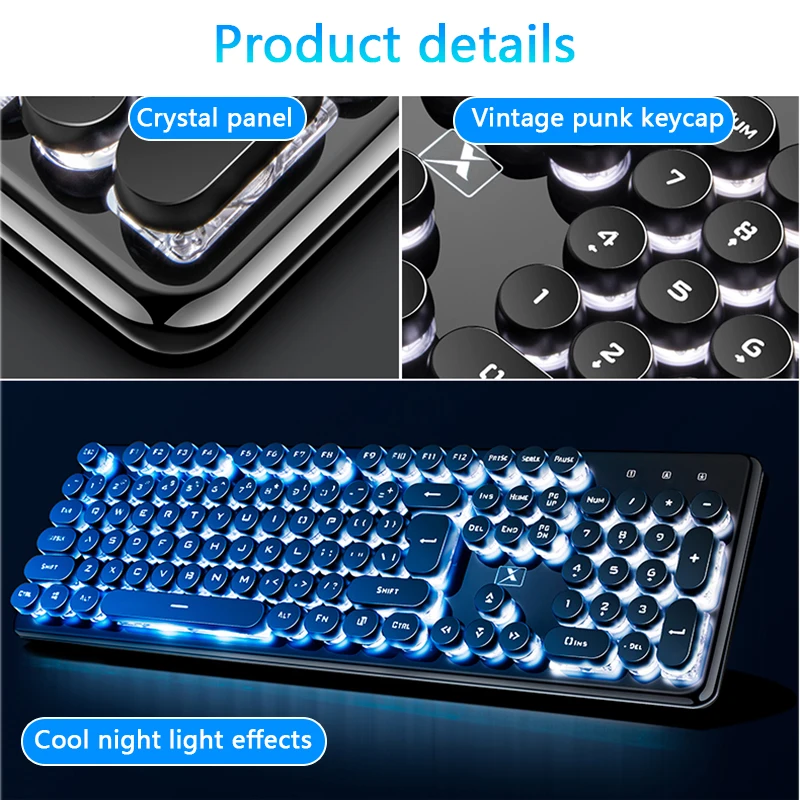 Профессиональная RGB игровая клавиатура и мышь USB Проводная панк Механическая 104