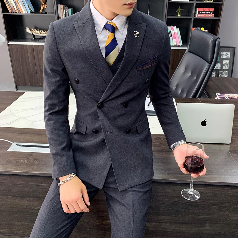 Азиатский sizeNew Новое поступление 2019 новый модный мужской костюм из трех