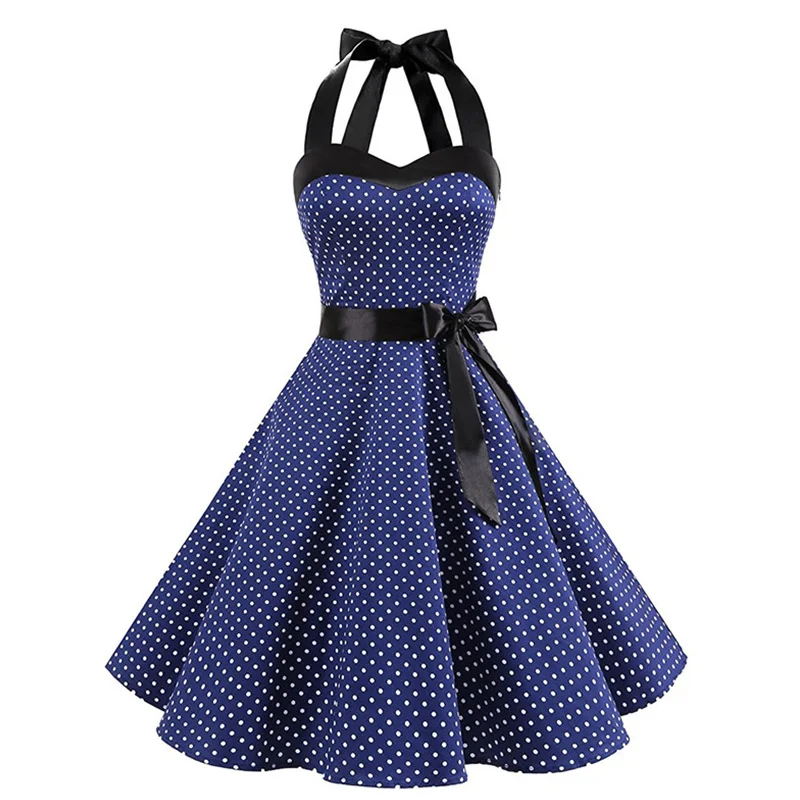 Модное сексуальное Ретро винтажное платье для женщин женское белое в горошек