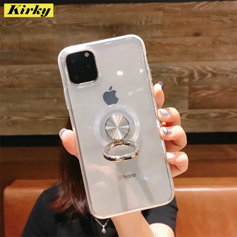 

Luxury Fall prevention Ring By Bracket Phone Case For iPhone 12 13 11 Pro Max XR XS Max SE 8 7 Plus Transparent Soft Cover Coque