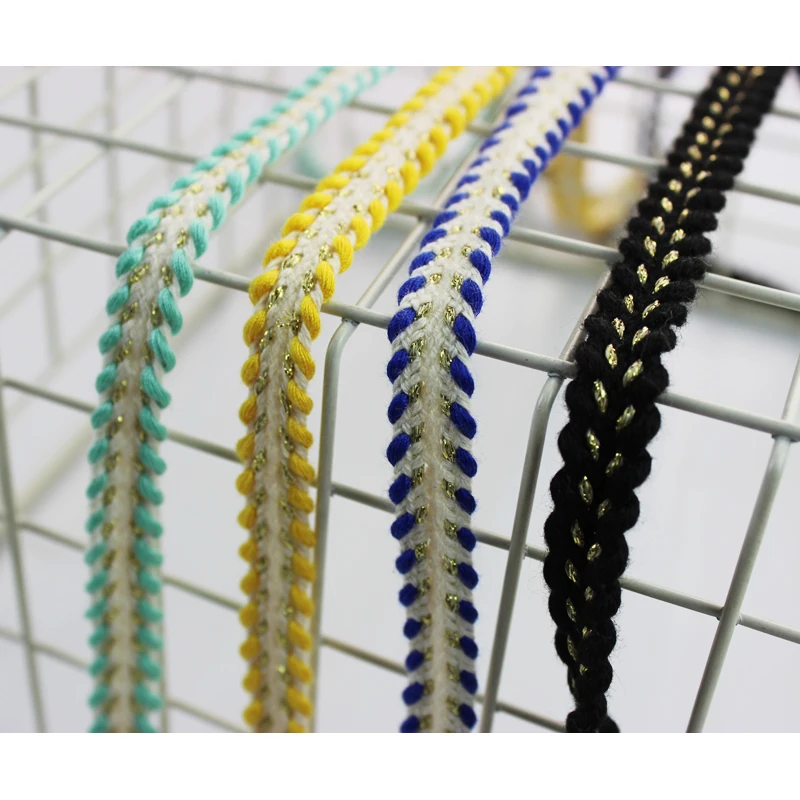 Плетеные шнуры длиной 1 см золотистые плетеные хлопковые шириной 10 мм аксессуары