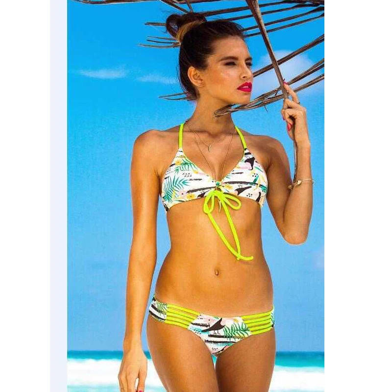 Лидер продаж 2017 бикини суперсексуальные Цветочные стринги бандажные