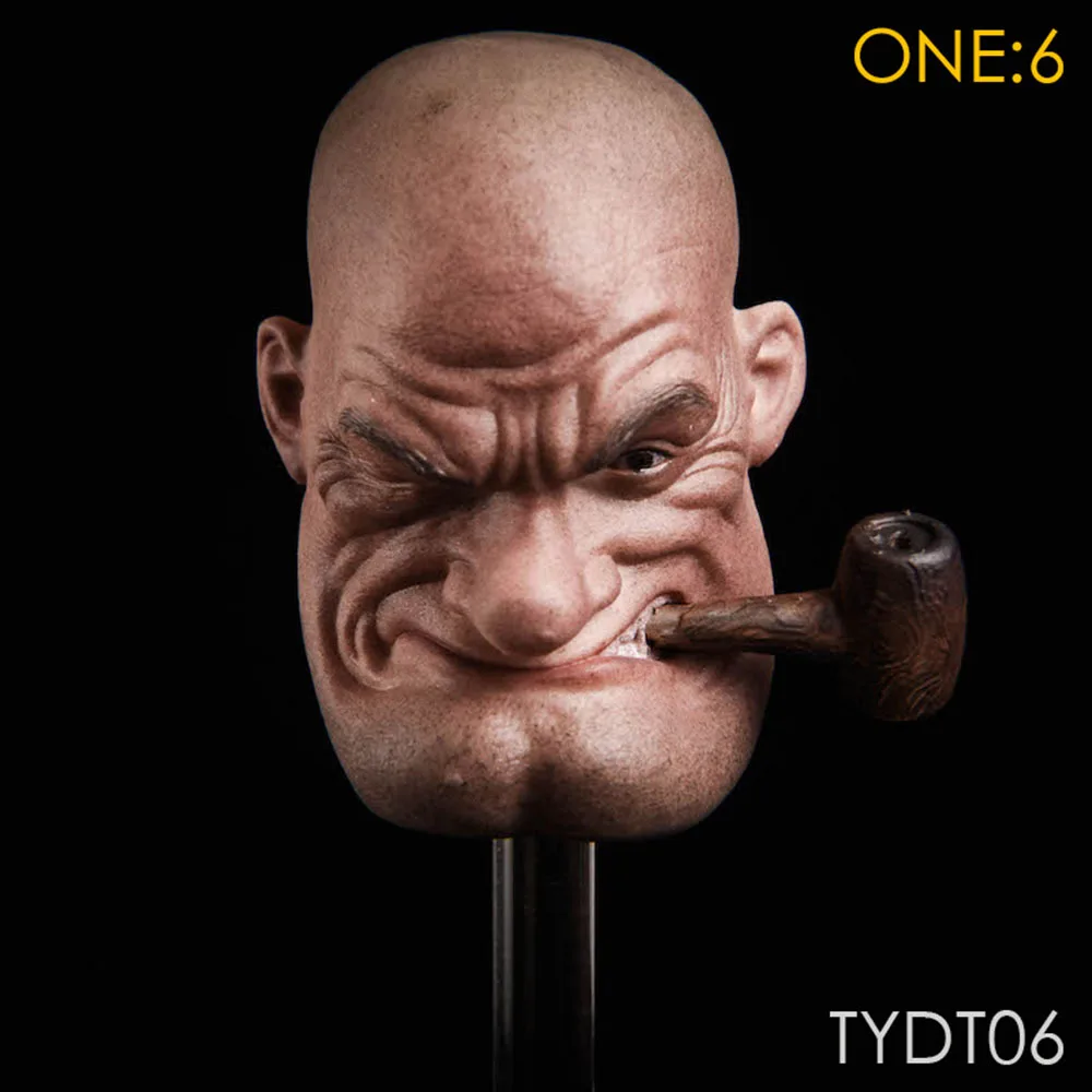 

In Stock1/6 Scale TYDT06 Ninja Master Popeye Sailor Male Head Sculpt Carving for 12 Inches Muscle Man Body Figure