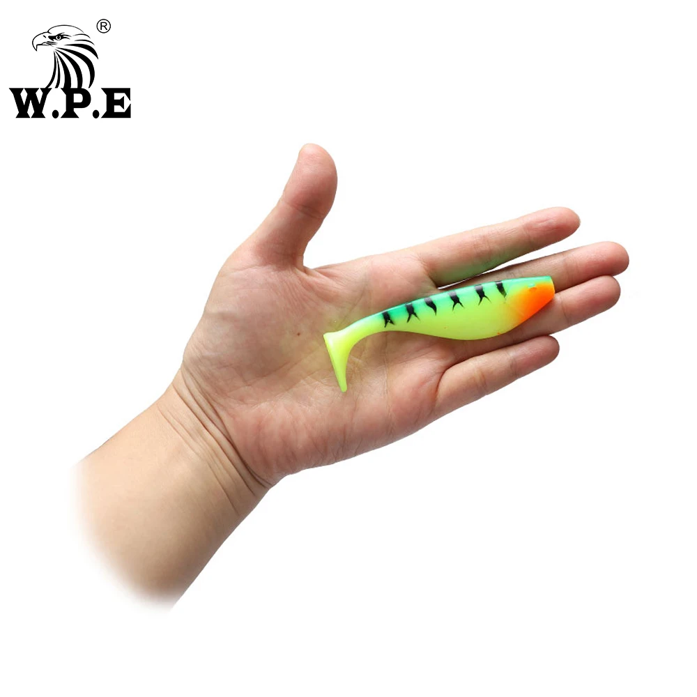 W.P.E Brand 6pcs/pack 100mm Silicone Soft Lure Swim Bait Jigging Lure Soft Body Artificial Soft Lure Wobbler Fishing Tackle