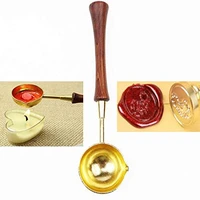 vintage elegant wooden handle copper wax seal melting spoon wedding invitation mass production wax printing gift letter