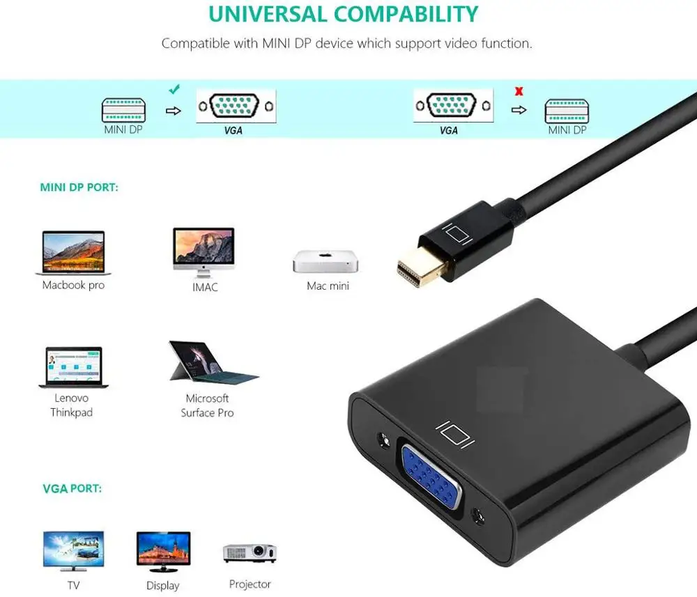 Кабель адаптер Amkle DP VGA штекер DisplayPort гнездовой кабель конвертер для проектора DTV
