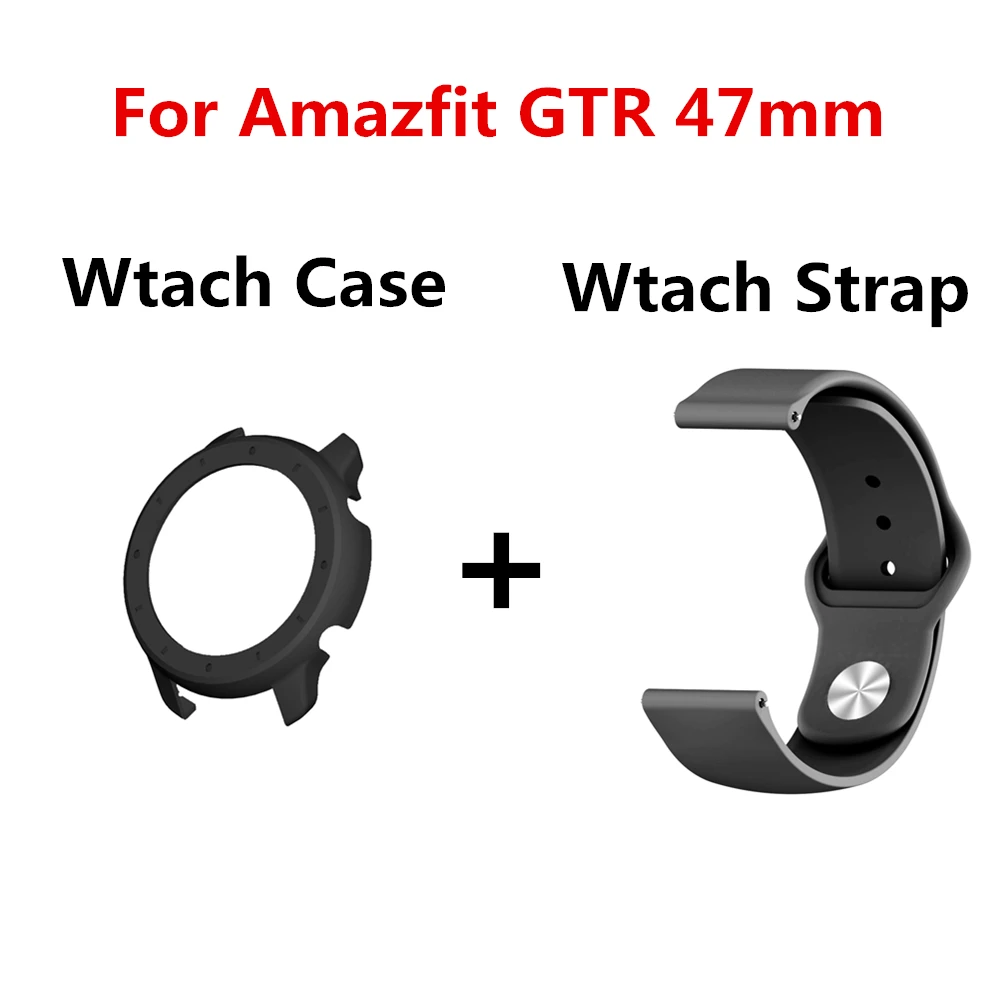 1 2в1 силиконовый спортивный ремешок для Xiaomi Huami Amazfit GTR 47 мм Смарт-часы 22 мм сменный Браслет для часов+ чехол для ПК - Цвет: 1
