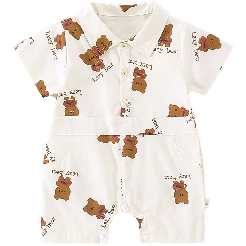 

Baby Boys Rompers Summer Newborns Jumpsuits Kids Outfits Bear Print Overalls Bodysuit Cute Toddler Infant Kids Rompers Playsuits