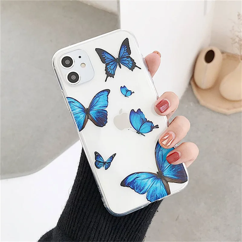 Ультратонкий чехол для iphone 6s 6 7 8 plus 5s 5se 5 силиконовый мягкий с бабочкой 11 pro max xr xs se