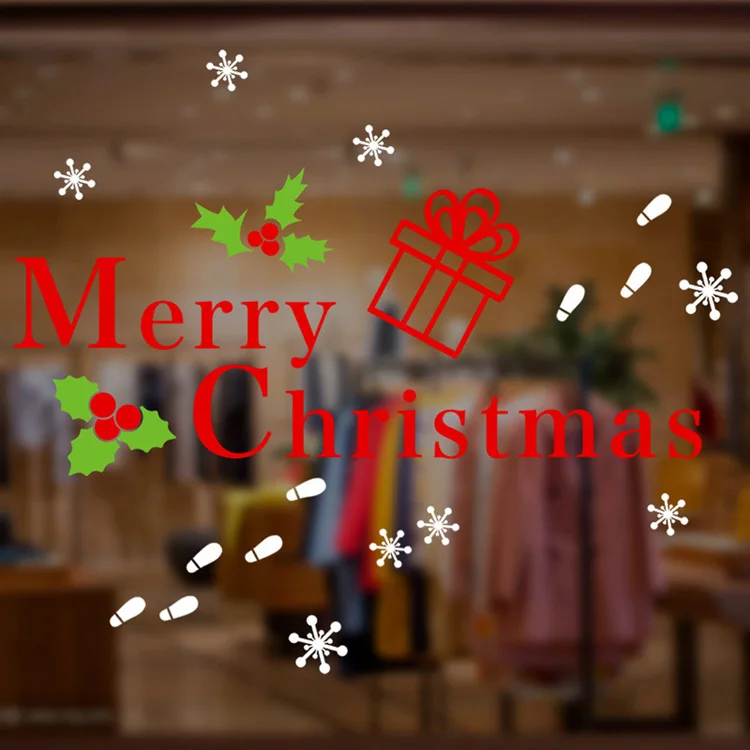 Merry Christmas стикер на стену Снежинка рождественские праздничные украшения гостиная домашний декор Новогодняя дверь из оконного стекла стикер s
