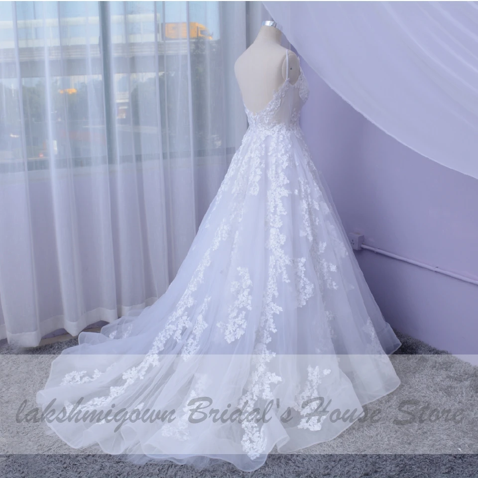 

Lakshmigown Boho Chic Wedding Dress Robe Marie 2020 Vintage Lace Flower V Neck Beach Wedding Dresses Sexy Bridal Gowns Backless