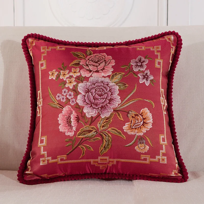 

2021 European Retro Beautiful Flower Pillows Case For Sofa 48x48 Decoration Luxury Cushion Cover For Chair, Home Living Room