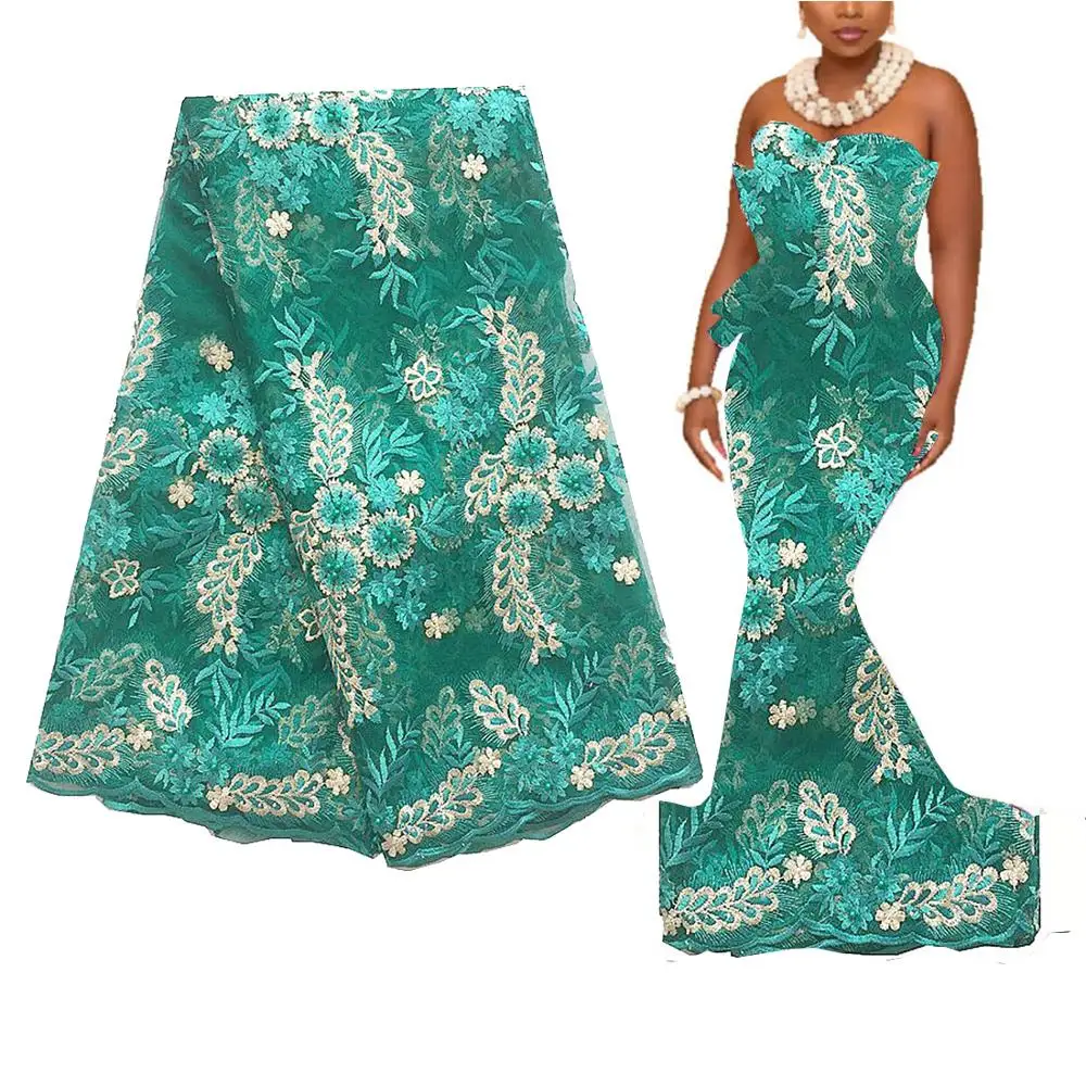 Африканский тюль высокого качества кружевная ткань 2020 с бусинами в нигерийском