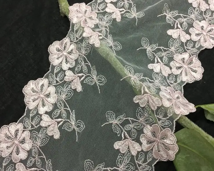 1 метр розовый цветной цветок узор Двусторонняя кружевная отделка ткань Сделай