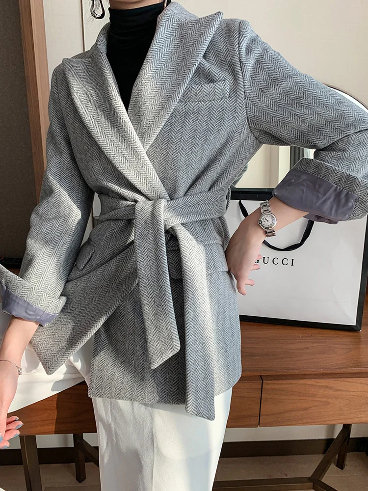 Женские блейзеры с поясом осенне зимняя верхняя одежда английский винтажный