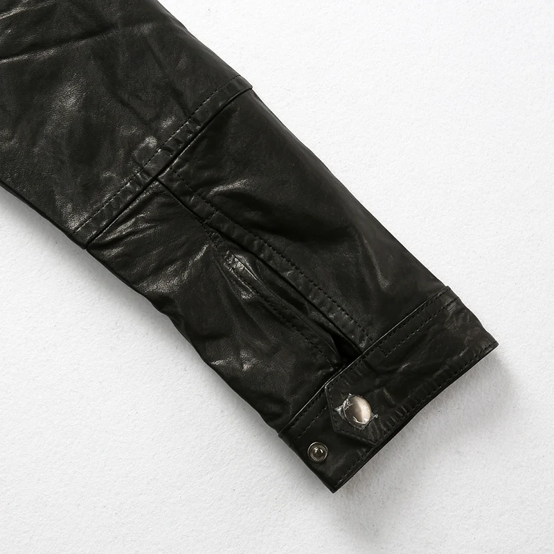 

Genuine Leather Jacket Men's Vegetable Tanned Sheepskin Spring Autumn Multi Pockest Lapel Casual Leather Coat
