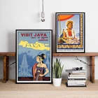 Винтажные дорожные постеры и принты Бали, Java, индонезийские острова романтики, пейзаж, ретро настенная живопись на холсте, декор для домашней комнаты