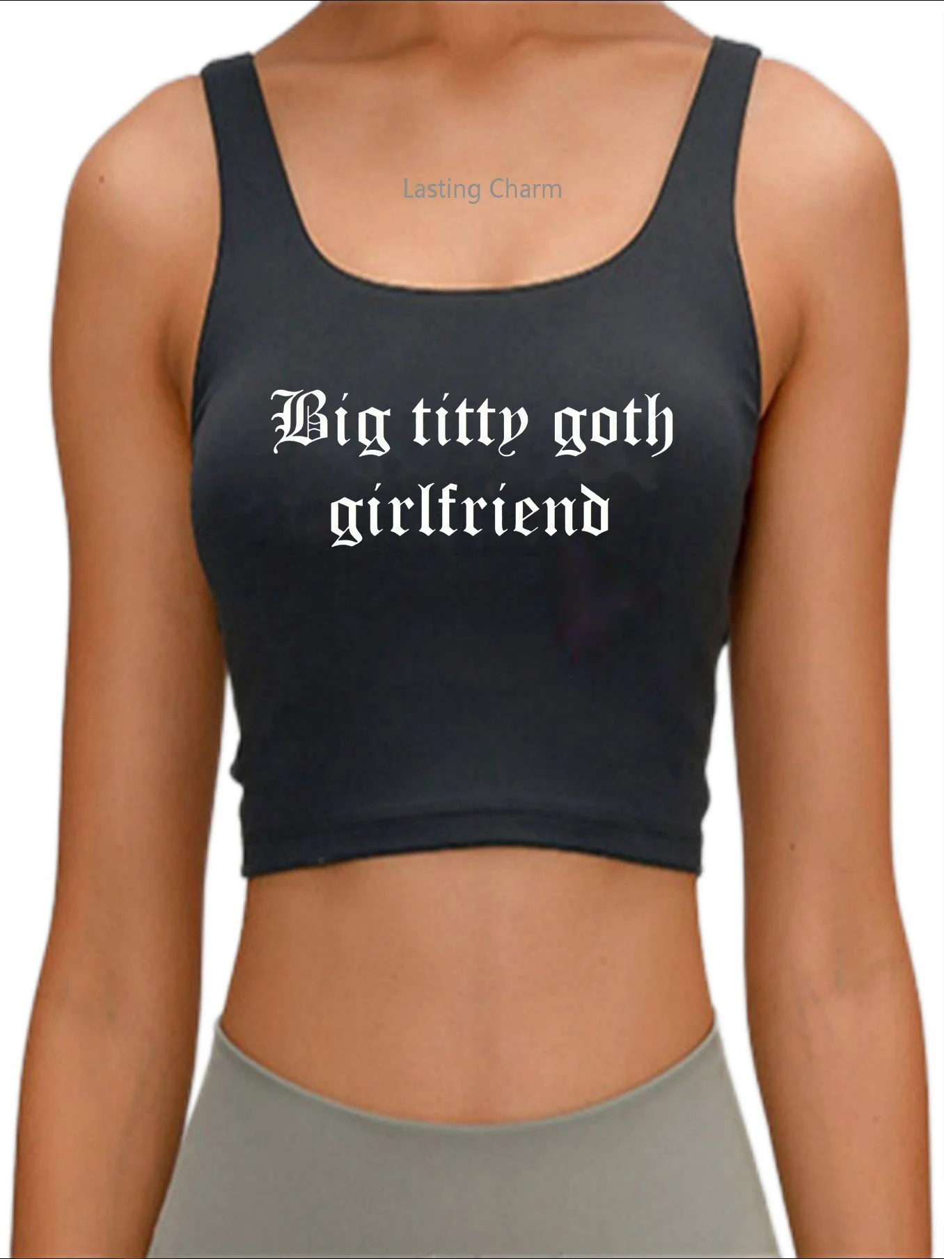 Big titty goth girlfriend Women's Crop Top women's Slim fit sport tank top