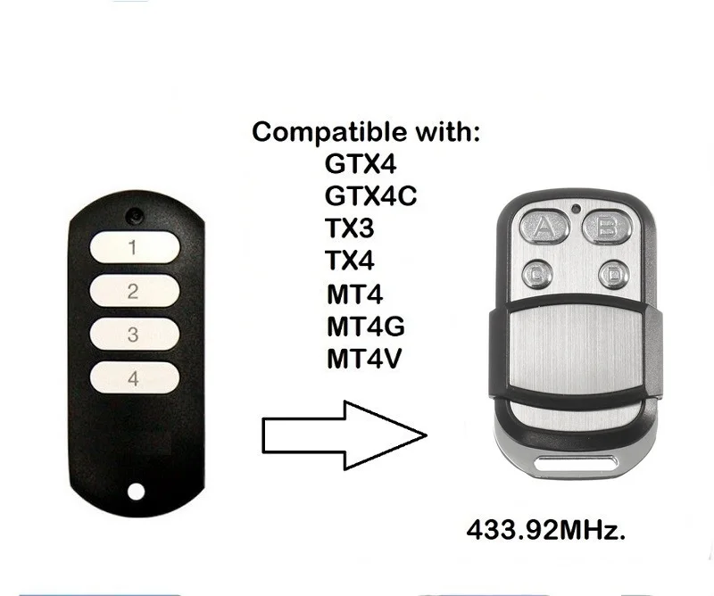 

FOR GTX4, GTX4C,TX4 ,TX3,MT4,garage door compatible remote control opener 433.92MHZ
