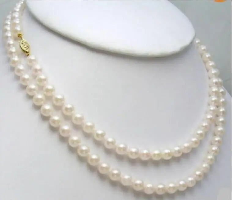 10-9 Mm Aaa+ Natural White Japanese Pearl Necklace  36 Inch 50  yellow Clasp